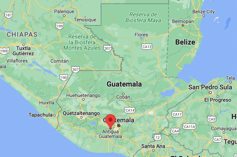 Map of Guatemala and surrounding countries