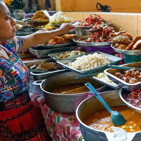 Food tasting at the market in Antigua