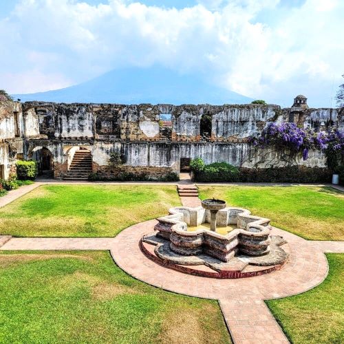 San Jeronimo Volcano View and Fountain