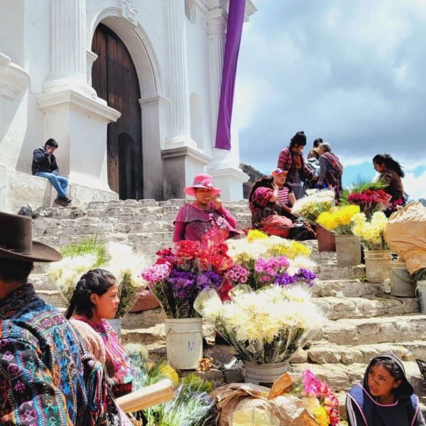 Chichicastenango Church Steps with Flower Vendors